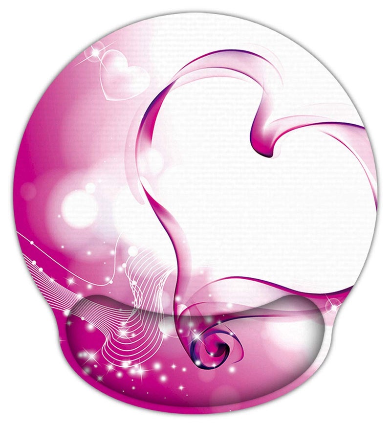 Meffort Inc Mouse Pad with Wrist Rest Support & Non-Slip Base, Durable Ergonomic Gaming Mousepad - Pink Heart - Image 1